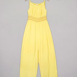 Budding Bees Sleeveless Wave Design Embroidered SmockedWaist Jumpsuit - Yellow-image-42