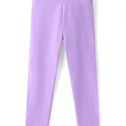 Pine Kids Cotton Spandex Full Length Solid Color Stretchable Leggings - Purple-picture-15