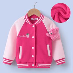 Kookie Kids Full Raglan Sleeves Bomber Jacket with Koala Applique - Pink-image-57