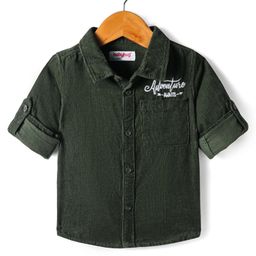 Babyhug Cotton Woven Full Sleeves Solid Corduroy Shirt - Olive Green-picture-39