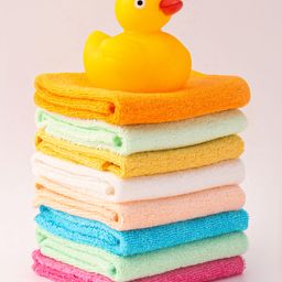 Ben Benny Terry Solid Color Hand & Face Towels Pack of 8 L 25 x B 25 cm with a Duck Toy - Yellow & Light Blue-picture-15