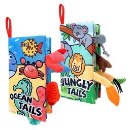 KolorFish Baby High Contrast Book Toys - Sensory Soft Books Toy for Newborn 0 3 6 12 Months Crinkle Cloth Tails Book Babies Early Development Activity Bath Book Toys for First Gift Infants (Pack of 2)-9