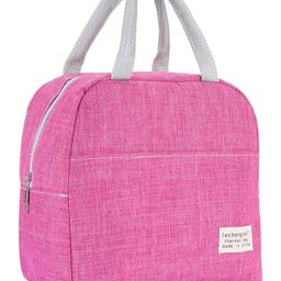 House of Quirk Insulated Reusable Lunch Bag Tote Bag For Three Layer Thick Fabric Women Lunch Bag For School Picnic Office Outdoor Gym (Linen Pink), 3 Liters-image-60