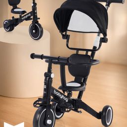 Babyhug 7 in 1 Baby Cycle Tricycle with Adjustable Parent Handle - Black-17