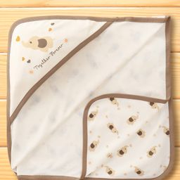 Pink Rabbit Interlock Knit Hooded Wrapper With Animal Print L 80.5 x B 80.5 cm - Brown-image-93