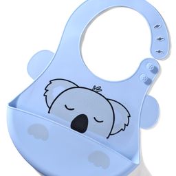 Water-Resistant Baby Silicone Bib Light blue | Food-Grade Silicone | BPA-Free | Crumb Catcher | Adjustable Fit | Easy to Clean | Travel-Friendly | Reusable Bib|-93