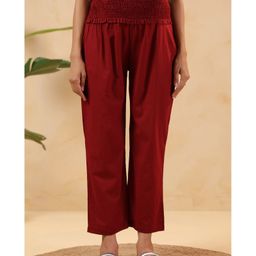 Ikk Kudi by Seerat Cotton Woven Solid High Waist Maternity Pant - Maroon-image-87
