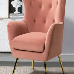 DOE BUCK Pink Tufted Winged Back Lounge Chair-picture-16