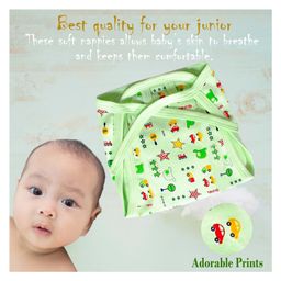 chrish Chirsh Washable Reusable Hosiery Cotton Cloth Nappies With String Pack of 10 Cloth Diapers/Nappies (0-6 Months) Medium- Multi Color image 2