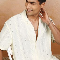 LOCOMOTIVE Men Cuban Collar Self Design Oversized Casual Shirt-image-53