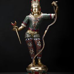 Exotic India Gold-Toned Standing Lord Shri Rama Idol Religious Idol Showpiece-picture-18
