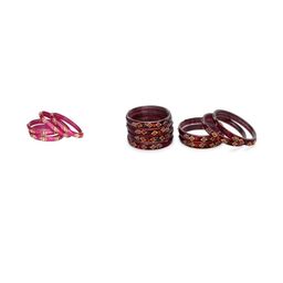 SOMIL Women Set Of 2 Maroon & Pink Glass Artificial Stones Bangles-image-65