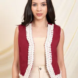 vibes by deebaco DEEBACO Lace-Detailed Woven Waistcoat-picture-18