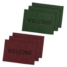 Kuber Industries Red & Green 6 Pieces Textured Anti-Slip Grass Doormats-12
