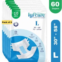 Classic Tape Style | Unisex | Large | Waist Size (30-58 Inch) | Pack of 6 | Adult Diapers - L-image-31
