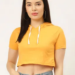Rodzen Women Mustard Yellow Pure Cotton Slim Fit Pure Cotton T-shirt-image-53