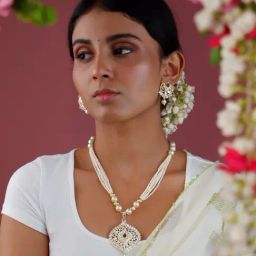 Fida Ethnic Indian White Jewellery Set-98