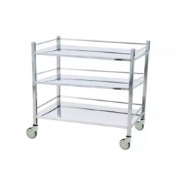 Florix Nation Medical Equipment Trolley 3 Shelves with 4 Wheels, Silver-16