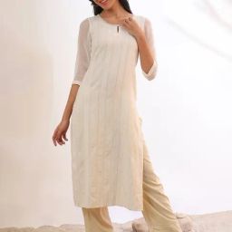 Aurelia Cream Cotton Blend Woven Kurta-image-46