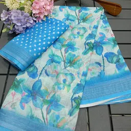Mitera Floral Printed Pure Cotton Saree-image-31