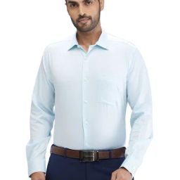 Park Avenue Blue Slim Fit Texture Shirt-image-58