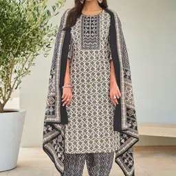 SZN Women Printed Regular Sequinned Pure Cotton Kurta with Salwar & With Dupatta-image-14