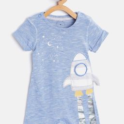 mothercare Infant Boys Blue Pure Cotton Striped Space Dinosaur Rocket Pattern Rompers-image-11