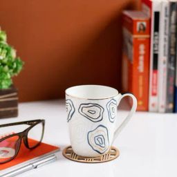 JCPL Oxford Ebony Printed White Ceramic Coffee Mugs - Set Of 2 (350 ml each)-16