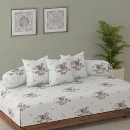 Swayam Ananda Beige Pure Cotton Floral Diwan Set-image-9
