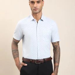 Turtle Grey Cotton Regular Fit Printed Formal Shirt-picture-7
