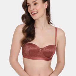 Zivame Brown Lace Half Coverage Under-Wired Balconette Bra-picture-11