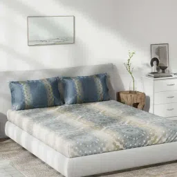 DDecor Blue Cotton 145 TC Queen Bedsheet with 2 Pillow Covers-image-64