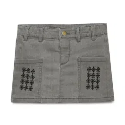 Under Fourteen Only Kids Grey Embroidered Skirt-image-83