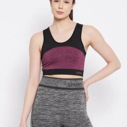 Clovia Pink Color Blocked Sports Bra-image-76