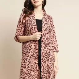 Qurvii Light Brown Animal Print Shrug-28