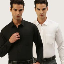 Ramraj White & Black Cotton Regular Fit Shirt - Pack Of 2-image-11