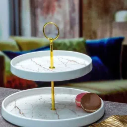 White Gold Porcelain Cake Stand-0