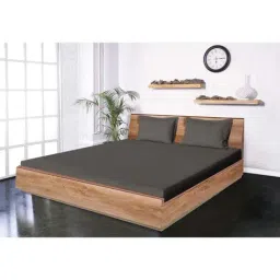 Mark Home Classic Brown Cotton 210 TC King Bedsheet with 2 Pillow Covers-image-59