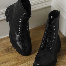 Truffle Collection Women's Jet Black Derby Boots-image-10