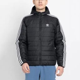 Adidas Originals Black Regular Fit Padded Hooded Puffer Jacket-image-3