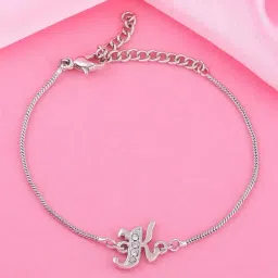 Estele Rhodium-Plated Artistic K Initial Bracelet with Crystals for Women-image-60