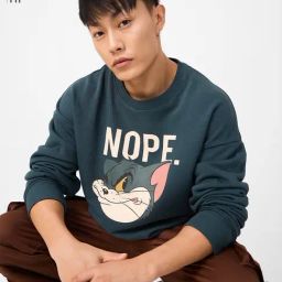 The Souled Store Green Loose Fit Printed Sweatshirt-image-79