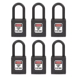 BRADY Lockout Padlock Keyed Different Nylon Std Body Size Nylon Std Black, 39N230-89