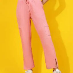 Belliskey Pink Cotton Straight Fit Solid Casual trousers-image-61