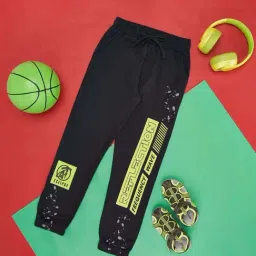 Pantaloons Junior Black Cotton Printed Trackpants-picture-26