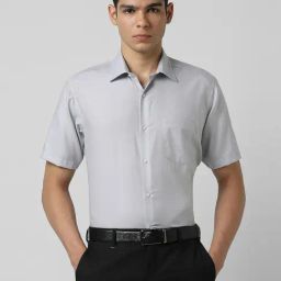 Van Heusen Grey Cotton Regular Fit Self Pattern Shirt-picture-1