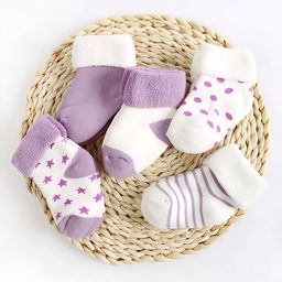MOMISY Infants Pack Of 5 Printed Cotton Anti-Skid Ankle-Length Socks-7