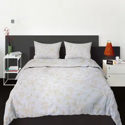 Threadwear Essential Series White Printed Cotton 400 TC King Bedsheet Set- 2.70 m x 2.70 m-image-19