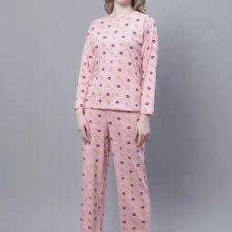 Kanvin Pink Printed Top With Pyjamas-image-52