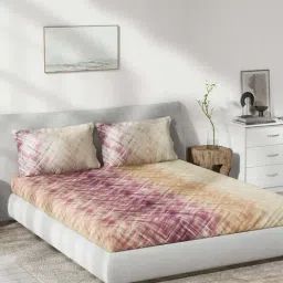 DDecor Purple & Brown Cotton 145 TC Queen Bedsheet with 2 Pillow Covers-picture-16